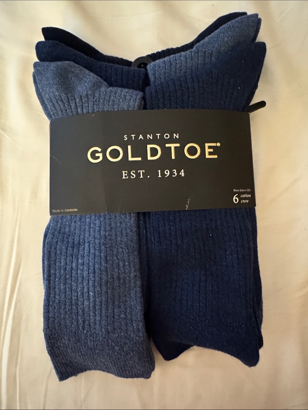 Gold Toe Men's Crew Socks - Navy & Heather Blue (6-Pack)